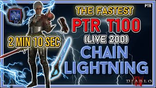 S6 PTR The Fastest Pit 100 210 Clear Chain Lightning Sorc  Diablo 4 [upl. by Shlomo746]