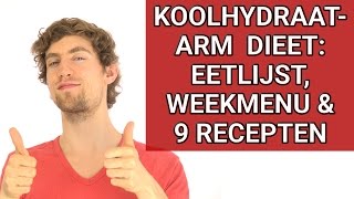 Koolhydraatarm Dieet Info Eetlijst Weekmenu amp 9 Recepten [upl. by Aihsoem]