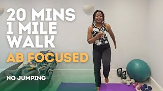 20Minute 1 Mile Weight Loss Home Walking Workout  Ab Focused  Afrogirlfitness WalkingChallenge [upl. by Atteynek]