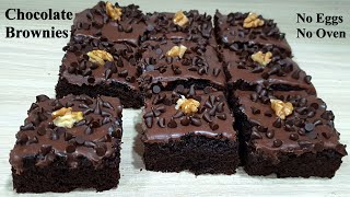 Chocolate Brownies  Without Eggs amp Without Oven [upl. by Schaper]