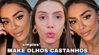 MAKE SIMPLES PARA OLHOS CASTANHOS MAQUIAGEM PARA REALÇAR OLHOS CASTANHOS TUTORIAL DE COMO FAZER [upl. by Ecnaiva]