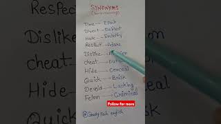 Synonymssame meaningenglishlearningyoutubeshort englishlanguagegrammarruleenglishtipssynonyms [upl. by Ytte]