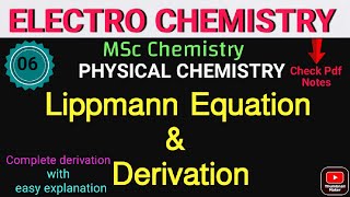 Lippmann Equation amp Derivation MSc Electrochemistryeasiest explanationNotesitschemistrytime [upl. by Maller993]