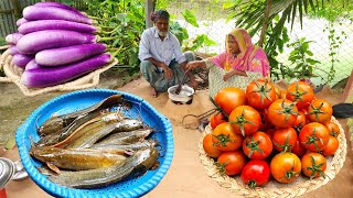 Kumra Bore Begun Tomato Diye Deshi Magur Macher Jhol Ranna Brinjal Tomato With Country Catfish Curry [upl. by Tung]