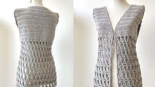 Super 👌 💯 Easy Crochet Vest Pattern Sweaters Pattern Cardigan pattern new stitch [upl. by Nosnhoj629]