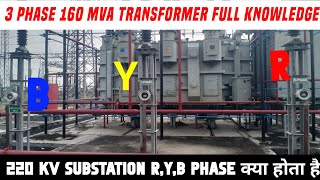 3 Phase 160 MVA Transformer Full Knowledge  220 kv Substation RYB Phase क्या होते हैं [upl. by Anaicilef]