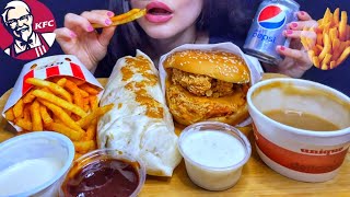 ASMR KFC FOOD FRIED CHICKEN BURGERSANDWICH  SPICY FRIES MUKBANG  EATING SOUNDS shorts [upl. by Aerised555]