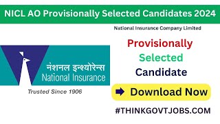 NICL AO Final Result 2024 Out  Shortlisted Candidate’s PDF List  NICL AO Final Result 2024 [upl. by Assiluy15]