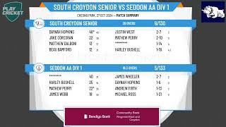 South Croydon Senior v Seddon AA Div 1 [upl. by Ulrike680]