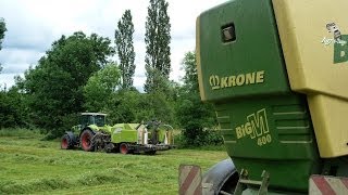 Krone Big M 400 amp Claas Axion 820 with Rollant 335 Uniwrap [upl. by Anilok]