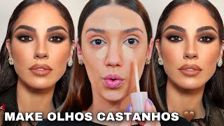 MAKE PARA OLHOS CASTANHOS MAQUIAGEM PARA REALÇAR OLHOS CASTANHOS COMO FAZER [upl. by Marlee]