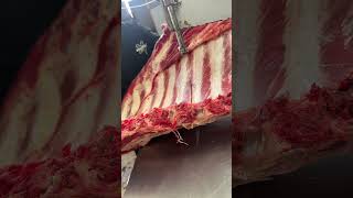 Cutting meat by machine masterfulmeatcuts [upl. by Oicirbaf]