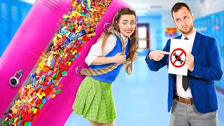 Crazy Ways to Sneak Candies into Class Funny School Situations [upl. by Avivah460]