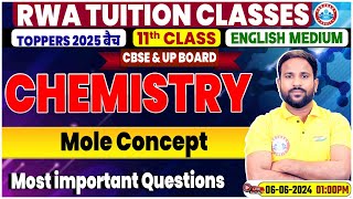 Class 11 Chemistry  Mole Concept Most Important Questions By Sumit Sir  CBSE amp UP Board 2025 [upl. by Aekerly74]