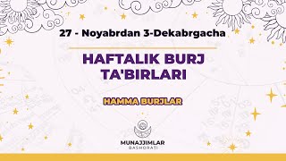 27Noyabrdan 3Dekabrgacha Haftalik Tabirlari  Munajjimlar Bashorati [upl. by Okomom81]