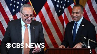 Chuck Schumer Hakeem Jeffries endorse Kamala Harris for president  full video [upl. by Atrim416]