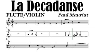 La Decadanse Flute Violin Sheet Backing Play Along Partitura [upl. by Ennairam]