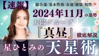 【速報】【星ひとみの天星術】2024年11月の運勢！太陽グループ『真昼』の運勢と相性を徹底解説‼︎ [upl. by Holmen]