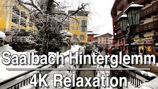 Snowy Saalbach  Hinterglemm  4k Austria from the Ground Ambient Relaxing Music [upl. by Aicenert]