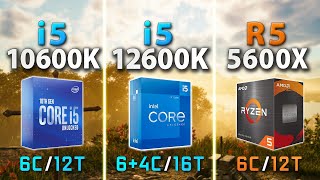 Intel i5 12600K vs 10600K vs AMD Ryzen 5 5600X  DDR4  Test in 8 Games [upl. by Pentheas533]