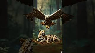 eagle attacked leopard and its babies😢😭 shorts animals [upl. by Rici]