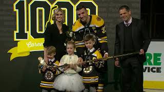 Patrice Bergeron 1000 NHL Points Ceremony [upl. by Juxon939]