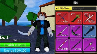 Level 1  2550 With ALL REWORK SWORDS in Blox Fruits Roblox [upl. by Ynaittirb]