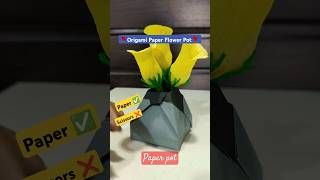 Simple and Beautiful Origami Flower pot diy craft papercraft flowers shorts [upl. by Asimaj]