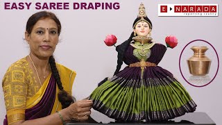 how to drape saree for varamahalakshmi Kalasha  quick and easy varamahalakshmi saree draping  DIY [upl. by Airamak827]