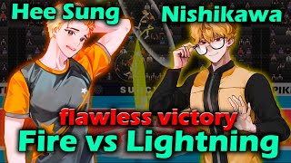 Hee Sung vs Nishikawa Fire vs Lightning Full gameplay The Spike Volleyball 3x3 [upl. by Nedak]