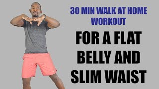 30Minute Flat Belly and Snatched Waist Workout  Walk at Home 🔥250 Calories🔥 [upl. by Atirhs]