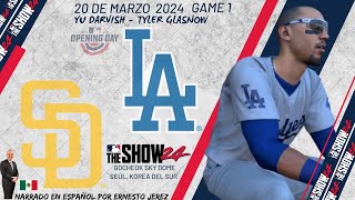 OPENING DAY  SAN DIEGO PADRES  DODGERS  NARRADO EN ESPAÑOL POR ERNESTO JEREZ EN MLB THE SHOW 24 [upl. by Bonny197]