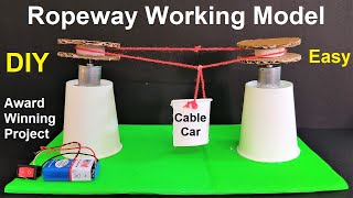 ropeway working model for school science projects  cable car  DIY pandit  pulley physics [upl. by Noyahs642]