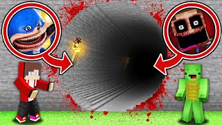 Mikey and JJ Found Longest Scary Shin Sonic and Mimic Tunnel at Night in Minecraft  Maizen [upl. by Zingale]