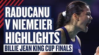 Highlights  Raducanu v Niemeier  GB v Germany  Billie Jean King Cup Finals 2024  LTA [upl. by Scrivens]