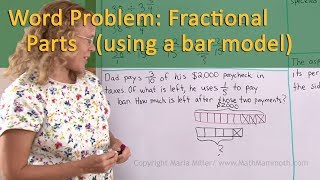 Word problem fractional part of a whole bar model helps [upl. by Stedmann916]