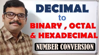 DECIMAL TO BINARYOCTAL AND HEXADECIMAL CONVERSION  NUMBER CONVERSION [upl. by Reffinnej]