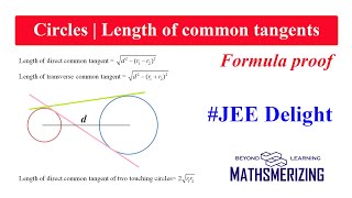 Circles  Formula proof  Length of direct amp transverse common tangents  Touching circles  Example [upl. by Herries]