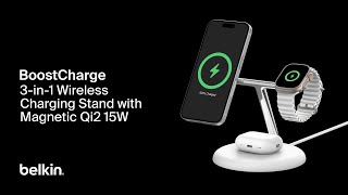 Belkin BoostCharge Pro 3in1 Magnetic Wireless Charging Stand with Qi2 15W [upl. by Ttezil]