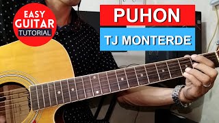 Puhon  TJ Monterde Easy Guitar Tutorial [upl. by Ahsiam]