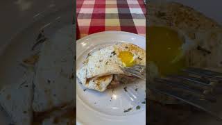 Hog head cheese topped with fried eggs for breakfast eggs breakfast keto [upl. by Htebazile]