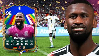 96 TOTT SBC Rudiger should be an INSTANT COMPLETE 💪 FC 24 Player Review [upl. by Llehsem]