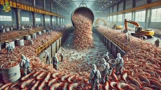 How Millions of Shrimp Are Caught amp Processed  Massive Shrimp Processing Factory [upl. by Milde]