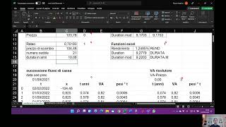 Foglio di Calcolo 2 Rendimento a scadenza TIRX e Duration di una Obbligazione Video 2 di 2 [upl. by Gromme509]