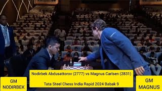 Nodirbek Abdusattorov vs Magnus Carlsen Tata Steel Chess India Rapid 2024 Babak 9 [upl. by Zinah]