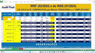 IRRF 2024 e INSS CÁLCULO do IRRF pelo método TRADICIONAL e o “SIMPLIFICADO” [upl. by Lewin616]