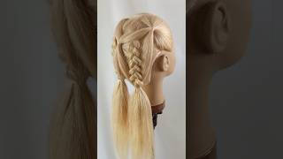 Super Easy Braided Pigtails 😍 hairstyles braids shorts [upl. by Darelle]