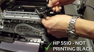 HP 5510 wont print black and colors  printhead removal and cleaning [upl. by Lyall]