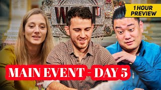 WSOP Main Event Day 5 with Gaelle Baumann Zilong Zhang and Koray Aldemir  1Hour Preview [upl. by Goltz]