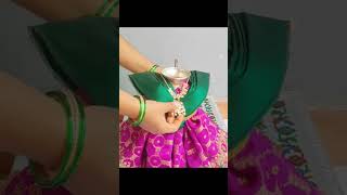 Varalakshmi saree draping with Blouse Piece  Varalaxmi kalasam Decoration with Blouse Piece [upl. by Hanny37]